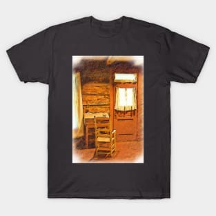 Log Cabin Desk, Chair And Door T-Shirt